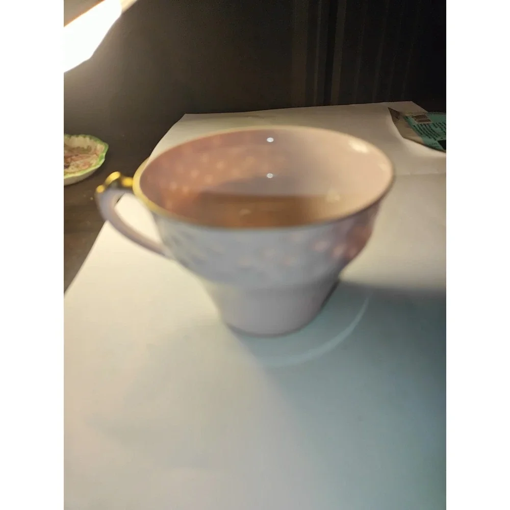 Norcrest Fine China Pink‎ Tea Cup Floral Interior Gold Trim Textured 8/544